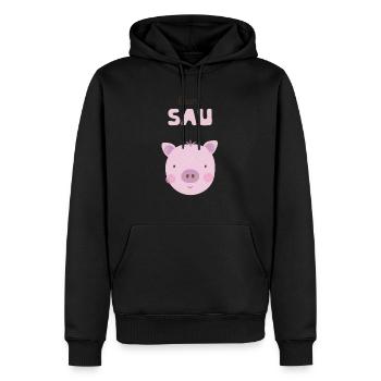 Kleine Sau rosa Schwein Kinder Kinderzimmer Deko - Männer Premium Bio Hoodie - Schwarz - Vorne - Nico (187cm)