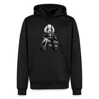 Biker Panda - Männer Premium Bio Hoodie - Schwarz - Vorne - Nico (187cm)