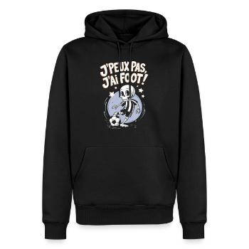 Je peux pas j'ai foot ! - Sweat à capuche Premium bio Homme - noir - Devant - Nico (187cm)