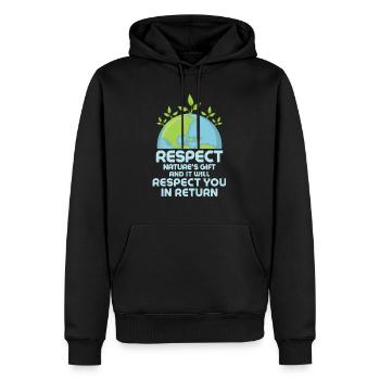 Respect du don de la nature Planète Environnement Terre D - Sweat à capuche Premium bio Homme - noir - Devant - Nico (187cm)
