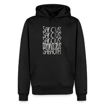 Sanctus, Sanctus, Sanctus, Dominus Deus Sabaoth - Sweat à capuche Premium bio Homme - noir - Devant - Nico (187cm)