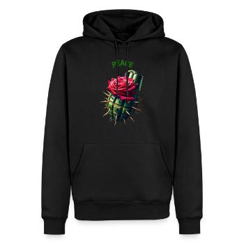 T-shirt Peace War Rose Grenade Message Pacifiste - Sweat à capuche Premium bio Homme - noir - Devant - Nico (187cm)