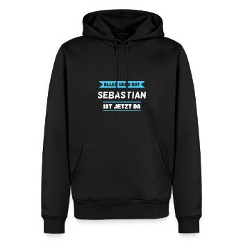 Sebastian Name Design für stolze Sebastians - Männer Premium Bio Hoodie - Schwarz - Vorne - Nico (187cm)