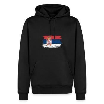 Serbien Flagge für stolze Deutsch-Serben - Männer Premium Bio Hoodie - Schwarz - Vorne - Nico (187cm)