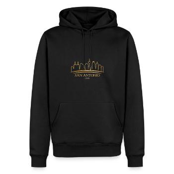 San Antonio USA Skyline Design pour Proud San - Sweat à capuche Premium bio Homme - noir - Devant - Nico (187cm)