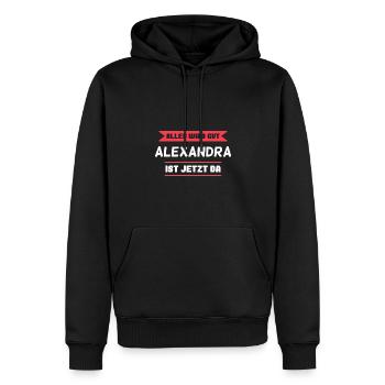 Alexandra Name Design für stolze Alexandras - Männer Premium Bio Hoodie - Schwarz - Vorne - Nico (187cm)