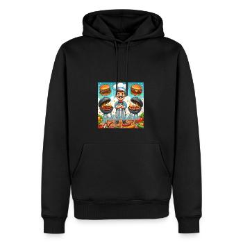 Grillmeister - Männer Premium Bio Hoodie - Schwarz - Vorne - Nico (187cm)