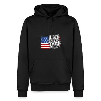 AUSTRALIAN TERRIER America Flag Dogs Wilsigns - Men’s Premium Organic Hoodie - black - Front - Nico (187cm)