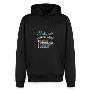 Schulpsychologe mit Kaffee im Blut - Männer Premium Bio Hoodie - Schwarz - Vorne - Nico (187cm)