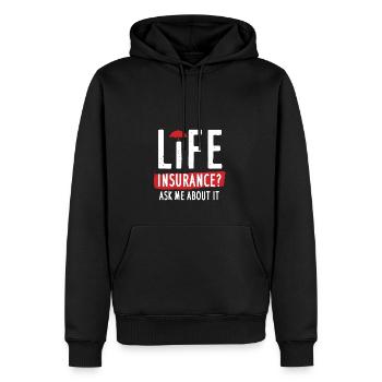 Lebensversicherung Fragen Sie mich danach - Männer Premium Bio Hoodie - Schwarz - Vorne - Nico (187cm)