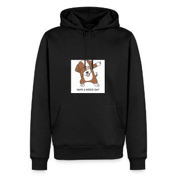 Brown White Illustrated Dog Have a Good Day Mug - Männer Premium Bio Hoodie - Schwarz - Vorne - Nico (187cm)