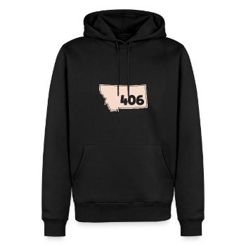 Vorwahl Montana Kartendesign für stolze Montaner - Männer Premium Bio Hoodie - Schwarz - Vorne - Nico (187cm)