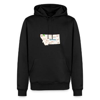Montana Map Design für stolze Montaner - Männer Premium Bio Hoodie - Schwarz - Vorne - Nico (187cm)