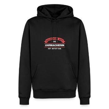 Uhrmacherin Design für stolze Handwerker - Männer Premium Bio Hoodie - Schwarz - Vorne - Nico (187cm)