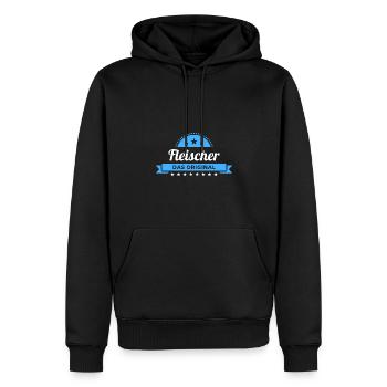Fleischer Design für stolze Handwerker - Männer Premium Bio Hoodie - Schwarz - Vorne - Nico (187cm)