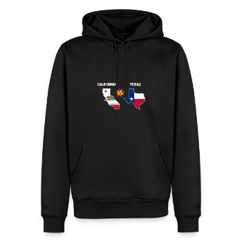 Anti-Kalifornien-Texas-Design für stolze Texaner - Männer Premium Bio Hoodie - Schwarz - Vorne - Nico (187cm)