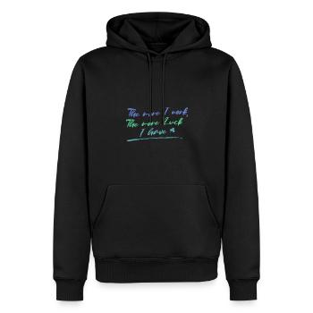 Hard Work More Luck Design für stolze, motivierte - Männer Premium Bio Hoodie - Schwarz - Vorne - Nico (187cm)
