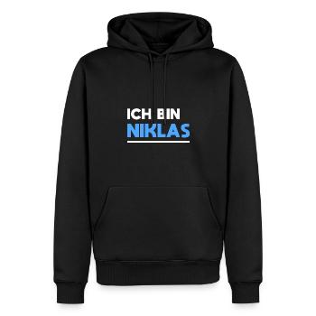 Niklas Name Spruch für stolze Niklas - Männer Premium Bio Hoodie - Schwarz - Vorne - Nico (187cm)
