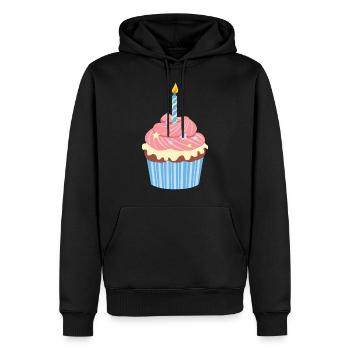 Birthday Cupcake - Sweat à capuche Premium bio Homme - noir - Devant - Nico (187cm)