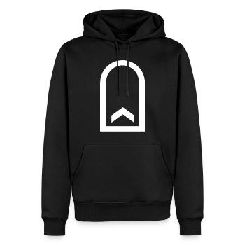 blanc sergent - Sweat à capuche Premium bio Homme - noir - Devant - Nico (187cm)