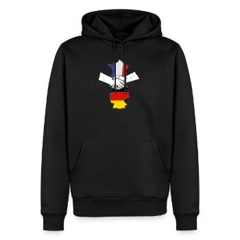 deutsch - französische Freundschaft / Geschenkidee - Männer Premium Bio Hoodie - Schwarz - Vorne - Nico (187cm)