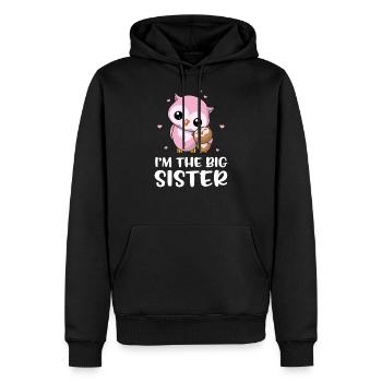 Je suis la grande soeur - Big Owls Sister - Sweat à capuche Premium bio Homme - noir - Devant - Nico (187cm)