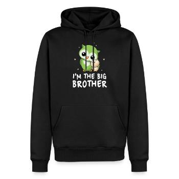Je suis le grand frère - grand frère de hibou - Sweat à capuche Premium bio Homme - noir - Devant - Nico (187cm)