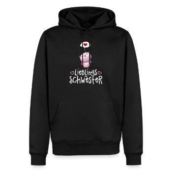 Lieblingsschwester mit Herz - Beste Schwester Eule - Männer Premium Bio Hoodie - Schwarz - Vorne - Nico (187cm)