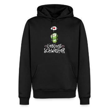 Lieblingsschwester mit Herz - Beste Schwester Eule - Männer Premium Bio Hoodie - Schwarz - Vorne - Nico (187cm)