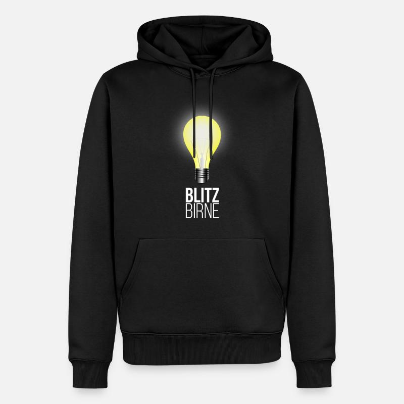 Blitzbirne - Männer Premium Bio Hoodie - Schwarz