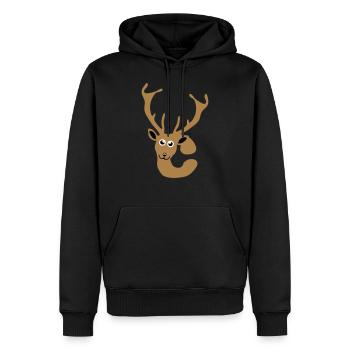 cerf lettre c animaux - Sweat à capuche Premium bio Homme - noir - Devant - Nico (187cm)