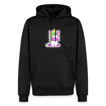 Licorne lumineuse licorne idée cadeau enfant - Sweat à capuche Premium bio Homme - noir - Devant - Nico (187cm)