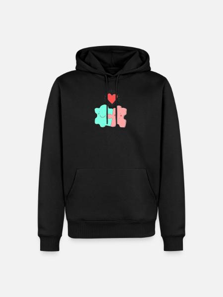 Rompecabezas amor compromiso y boda - Sudadera con capucha prémium ecológica para hombre - negro