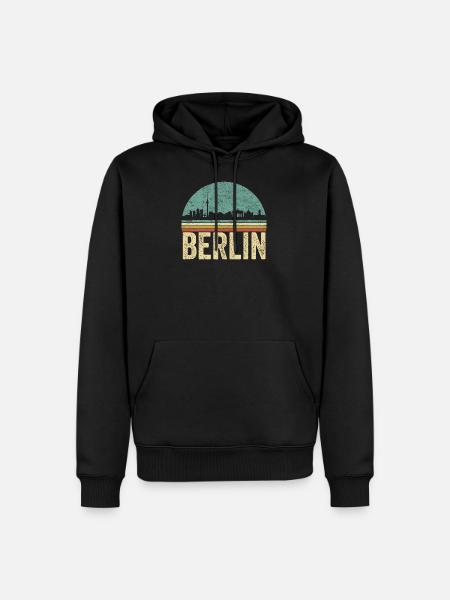 BERLIN RETRO Vintage 70er 80er Souvenir Geschenk - Männer Premium Bio Hoodie - Schwarz