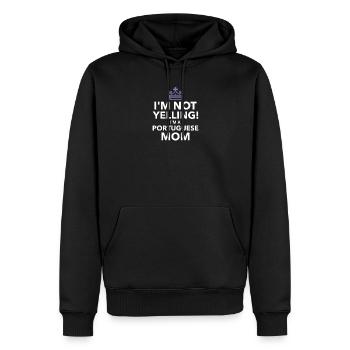 Femme portugaise drôle criant maman design - femme - Sweat à capuche Premium bio Homme - noir - Devant - Nico (187cm)