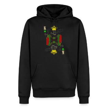 Cannabis Reggae König Spielkarte - Männer Premium Bio Hoodie - Schwarz - Vorne - Nico (187cm)