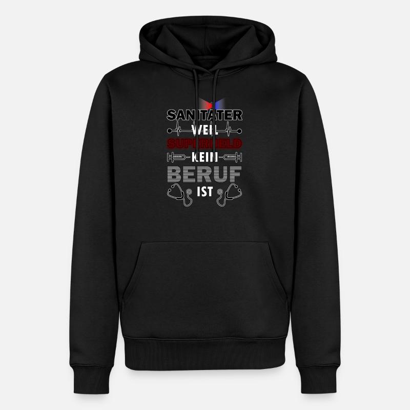 Superheld Beruf Sanitäter Geschenk - Männer Premium Bio Hoodie - Schwarz