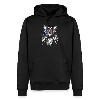 Drapeau de l'Amérique MAINE COON Chat de race pure de Wilsign - Sweat à capuche Premium bio Homme - noir - Devant - Nico (187cm)