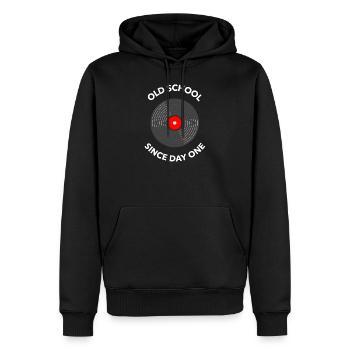 old school - Männer Premium Bio Hoodie - Schwarz - Vorne - Nico (187cm)