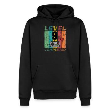 9 cadeau d'anniversaire - joueur de maillot niveau 9 - Sweat à capuche Premium bio Homme - noir - Devant - Nico (187cm)