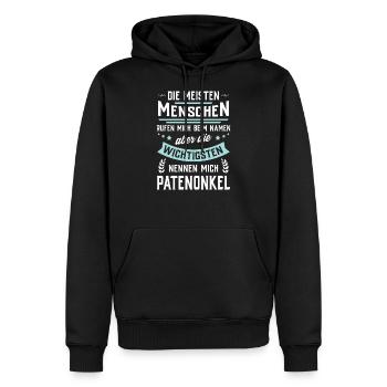 Die wichtigsten Menschen nennen mich Patenonkel - Männer Premium Bio Hoodie - Schwarz - Vorne - Nico (187cm)