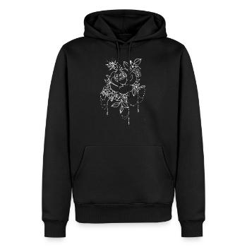 Rose mit Blumenbouqet - Männer Premium Bio Hoodie - Schwarz - Vorne - Nico (187cm)