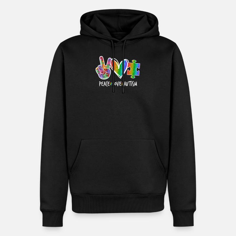 Friedensliebe Autismus - Männer Premium Bio Hoodie - Schwarz