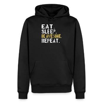 HUMOUR: Manger, dormir, être génial, répéter - Sweat à capuche Premium bio Homme - noir - Devant - Nico (187cm)
