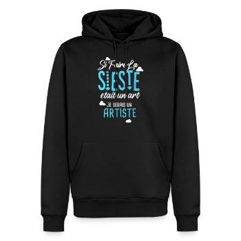 Faire la sieste Humour Drôle Cadeau Dormeur - Sweat à capuche Premium bio Homme - noir - Devant - Nico (187cm)