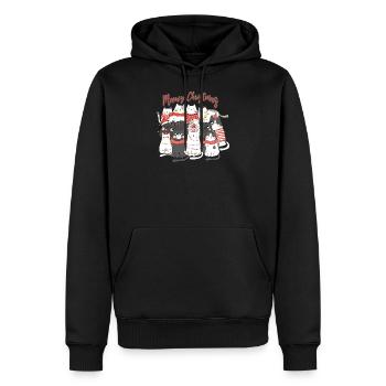 Meow Christmas cats collage - Men’s Premium Organic Hoodie - black - Front - Nico (187cm)