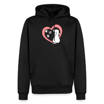 Coeur pattes de chien amoureux des chiens chien - Sweat à capuche Premium bio Homme - noir - Devant - Nico (187cm)