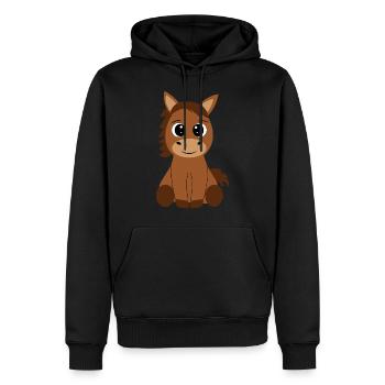 Niedliches Pferd für Kinder kleines braunes Pferd - Männer Premium Bio Hoodie - Schwarz - Vorne - Nico (187cm)