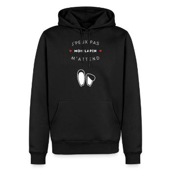 J'peux pas j'ai mon lapin - Sweat à capuche Premium bio Homme - noir - Devant - Nico (187cm)
