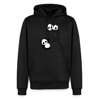 Panda Tasche - Männer Premium Bio Hoodie - Schwarz - Vorne - Nico (187cm)